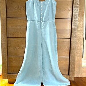 NWT Light Blue Button-Front Jumpsuit Wide leg